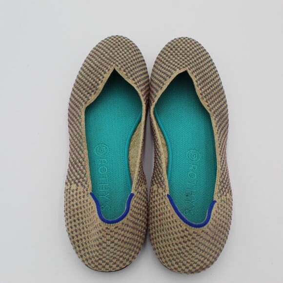 Rothys The Flat Womens 12 Gold Metallic Knit Limited Edition Slip On Comfort - Picture 5 of 8